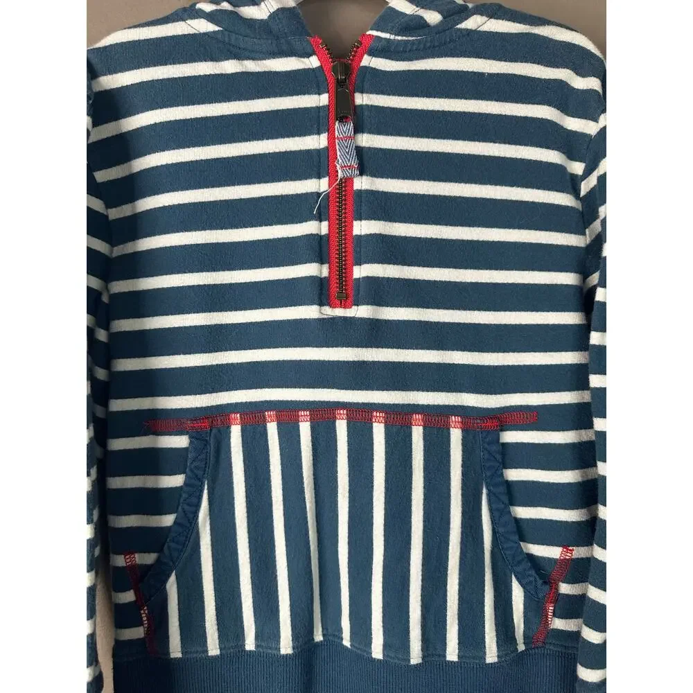 Matilda Jane X Joanna Gaines Unisex Blue White Stripe Quarter Zip Hoodie Size 4